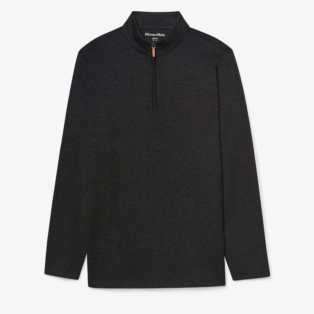 Mizzen + Main KPI Quarter Zip - Size Small, Black Heather - LIKE NEW